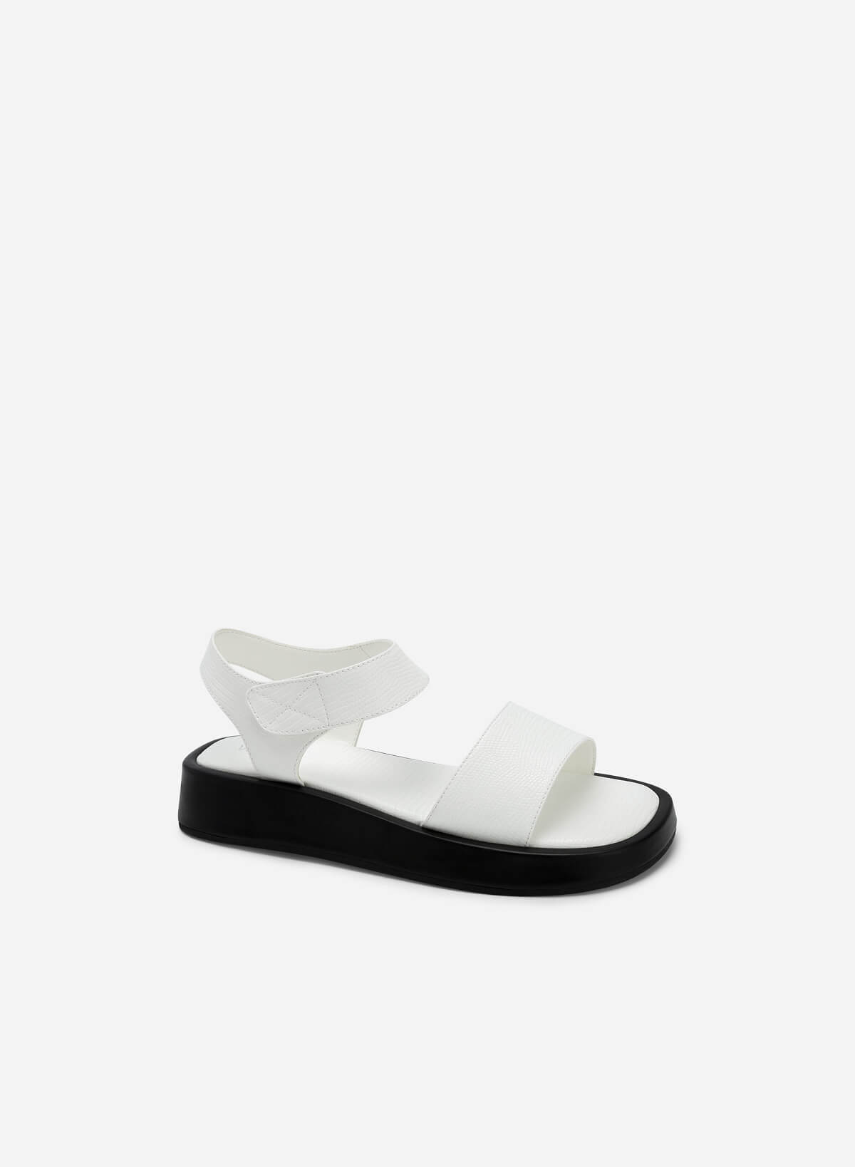 Lizard-effect Front Strap Platform Sandals - SDL 0334 - White - vascara.com