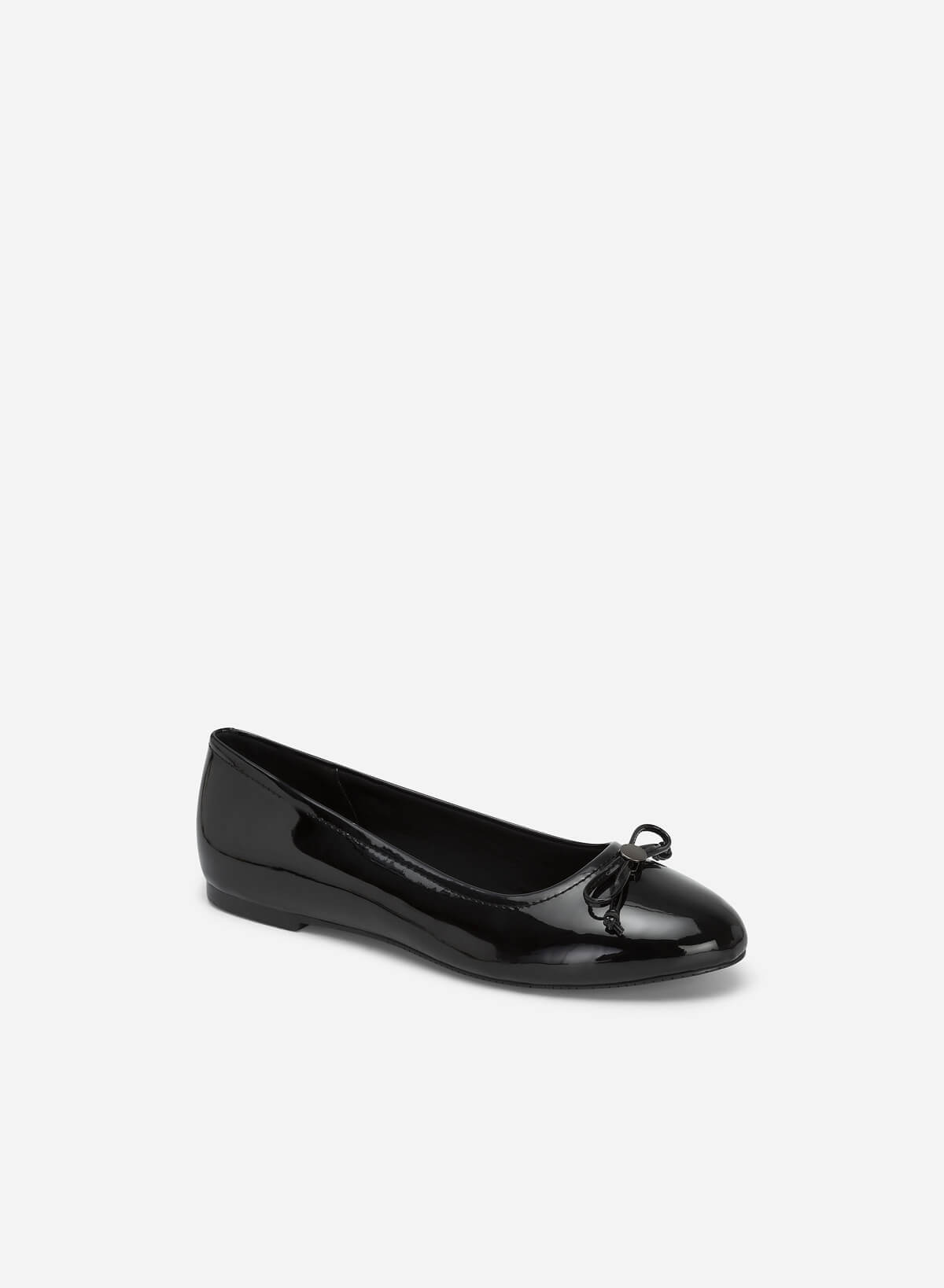 Metal Bow Tie Décor Round Toe Ballerinas - SLI 0427 - Black - vascara.com