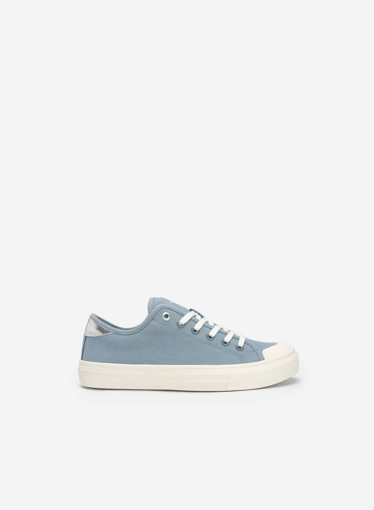 Metallic Décor Canvas Sneaker - SNE 0061 - Light Blue - vascara.com