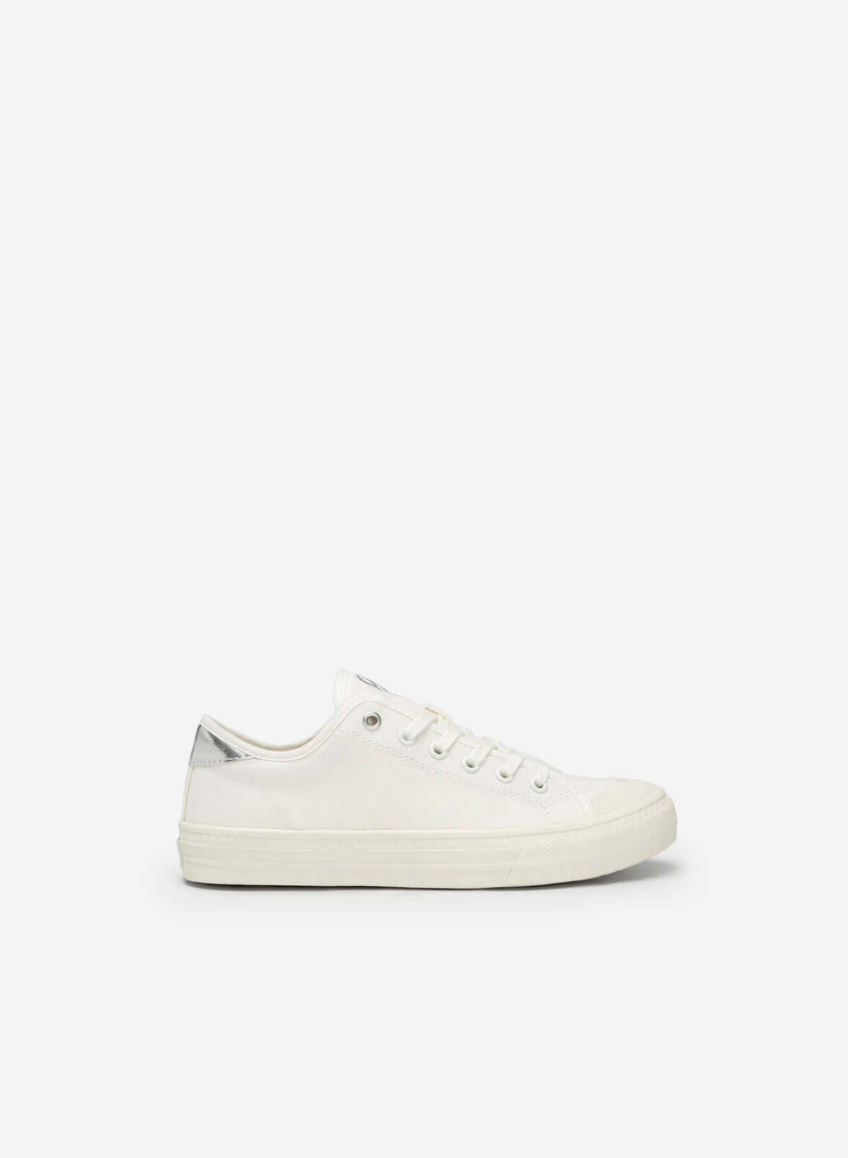 Metallic Décor Canvas Sneaker - SNE 0061 - White - vascara.com