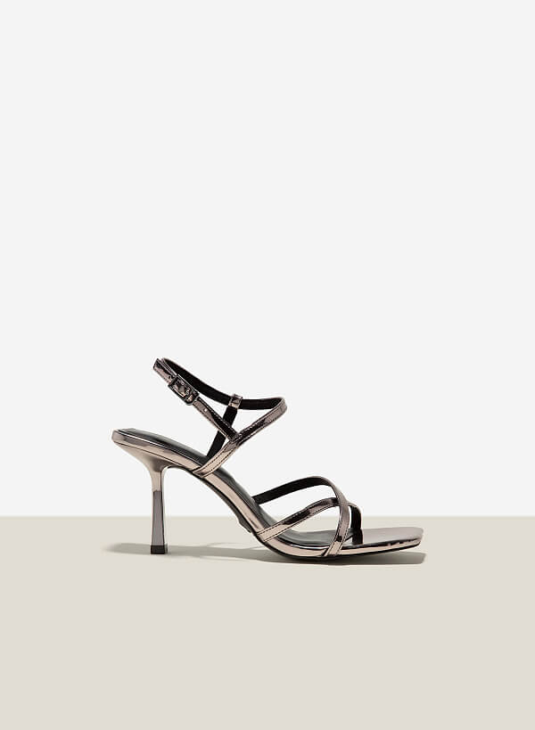 Metallic-effect Heel Sandals - PUM 0754 - Silver | VASCARA