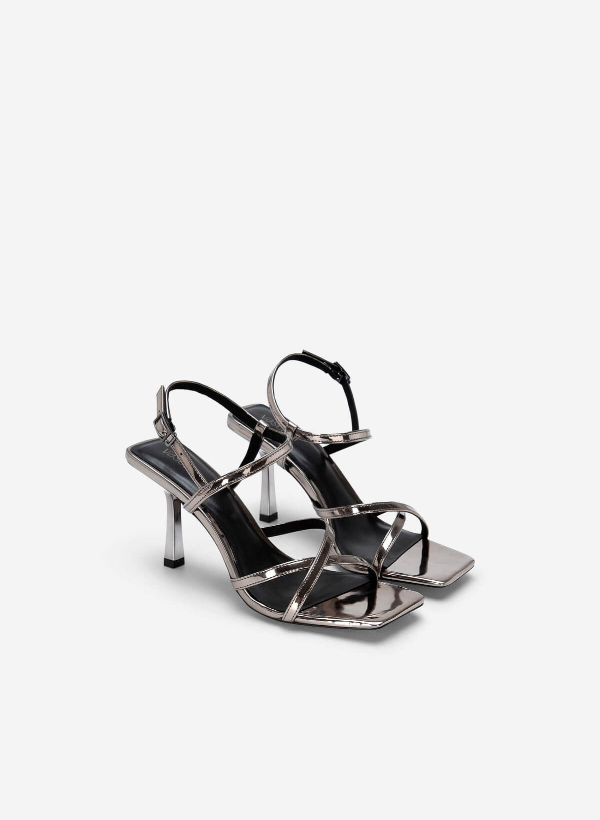 Metallic-effect Heel Sandals - PUM 0754 - Gunpowder - vascara.com