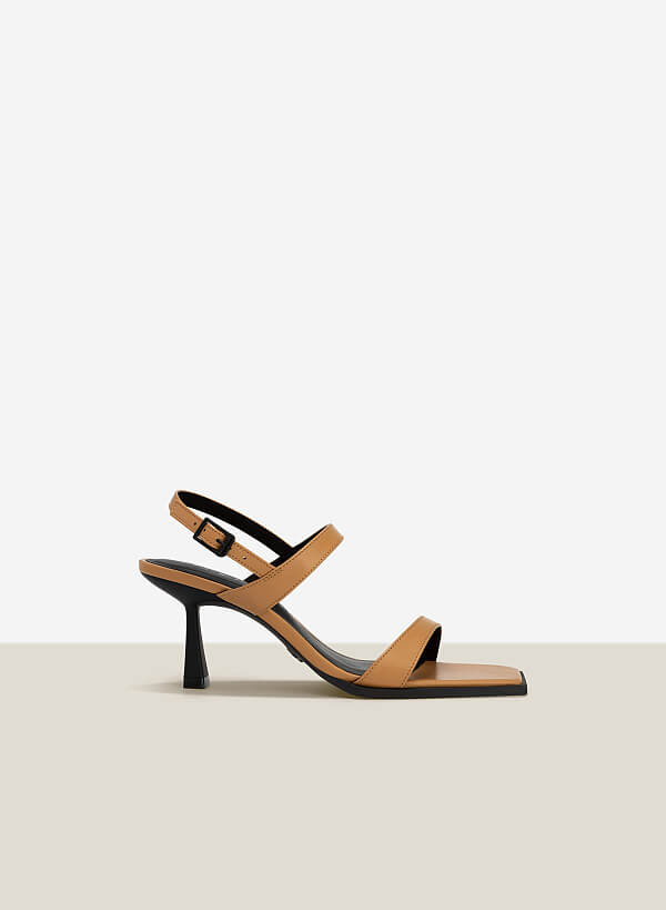 Outsole Edge Square Toe Sandals - PUM 0744 - Light Brown | VASCARA