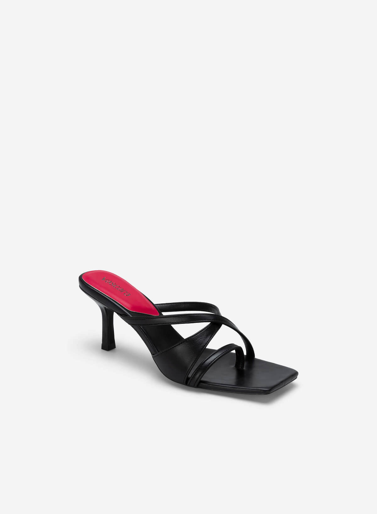 Stylized Strap Pointed Mules - MUL 0194 - Black - vascara.com