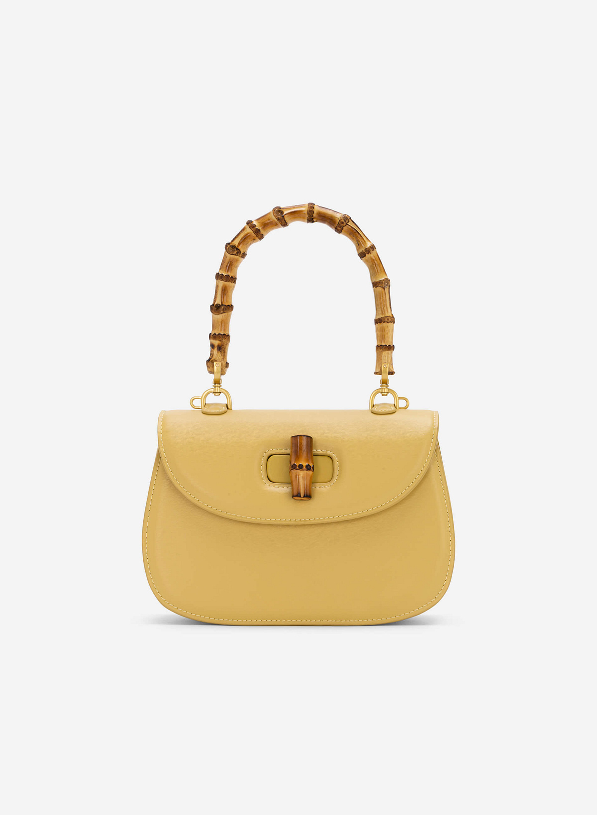 Bamboo Handle Handbag - SAC 0314 - Light Yellow - vascara.com