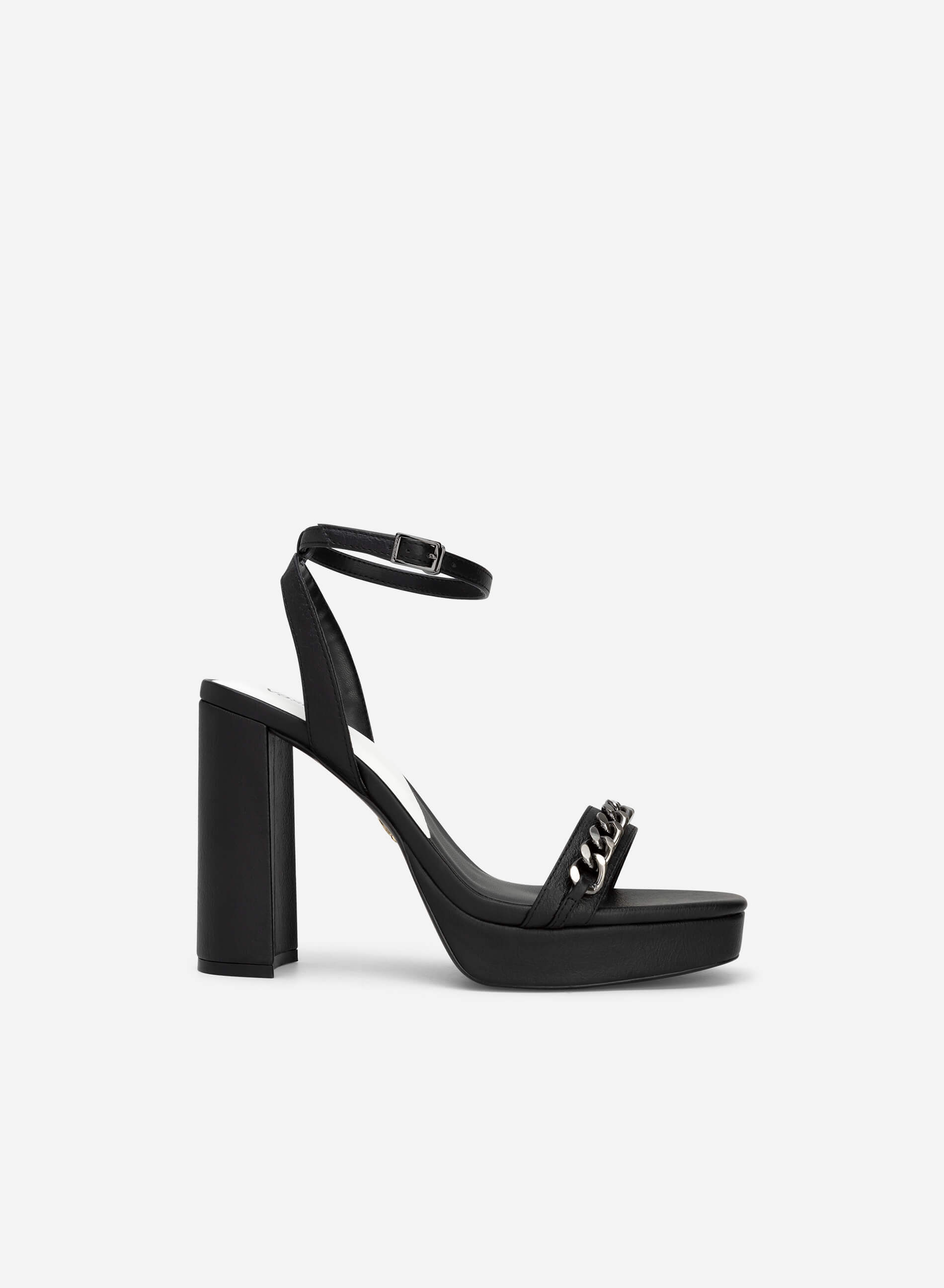 Chain Link Décor Ankle Strap Sandals - PUM 0732 - Black | VASCARA