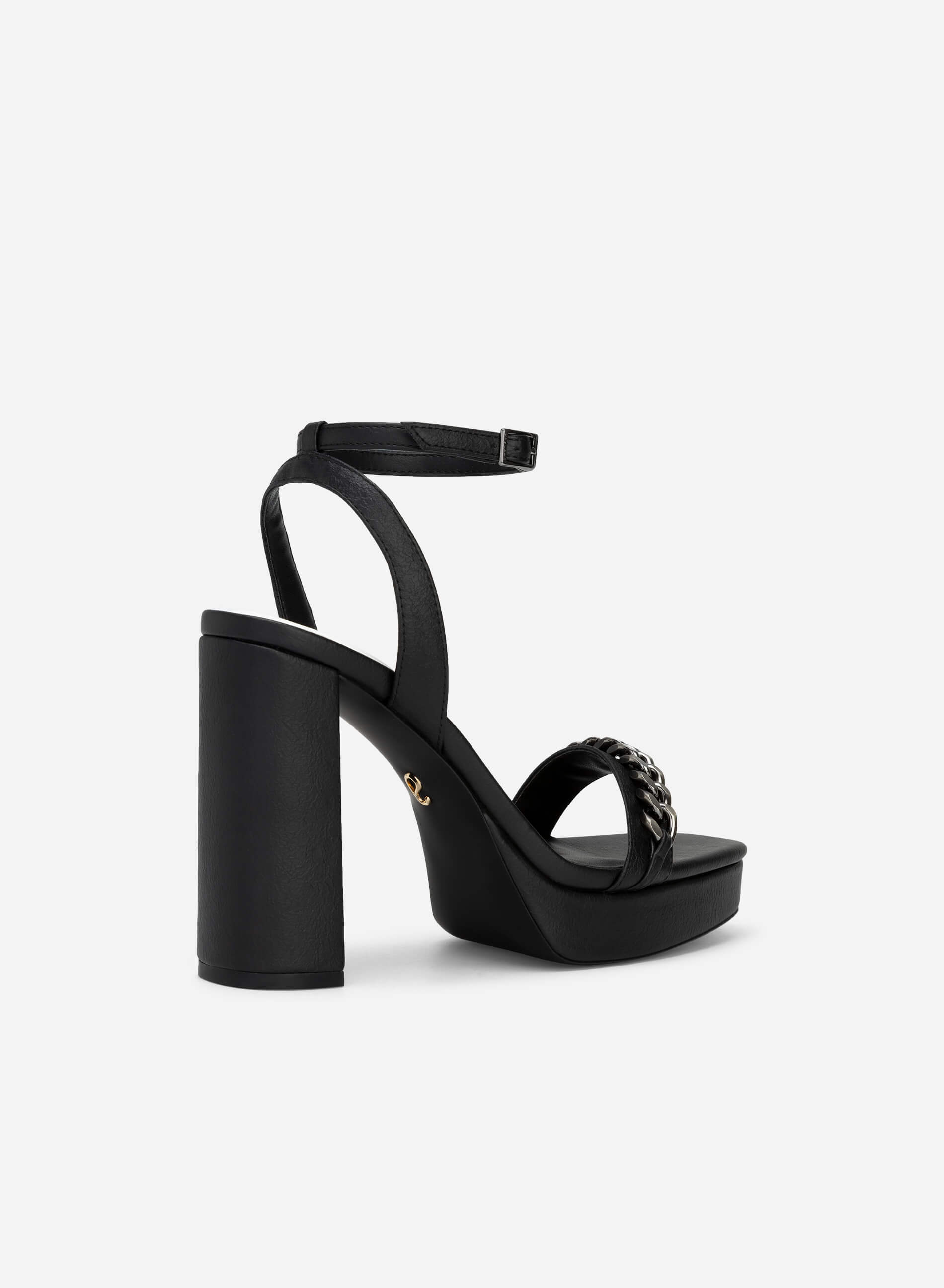 Chain Link Décor Ankle Strap Sandals - PUM 0732 - Black | VASCARA