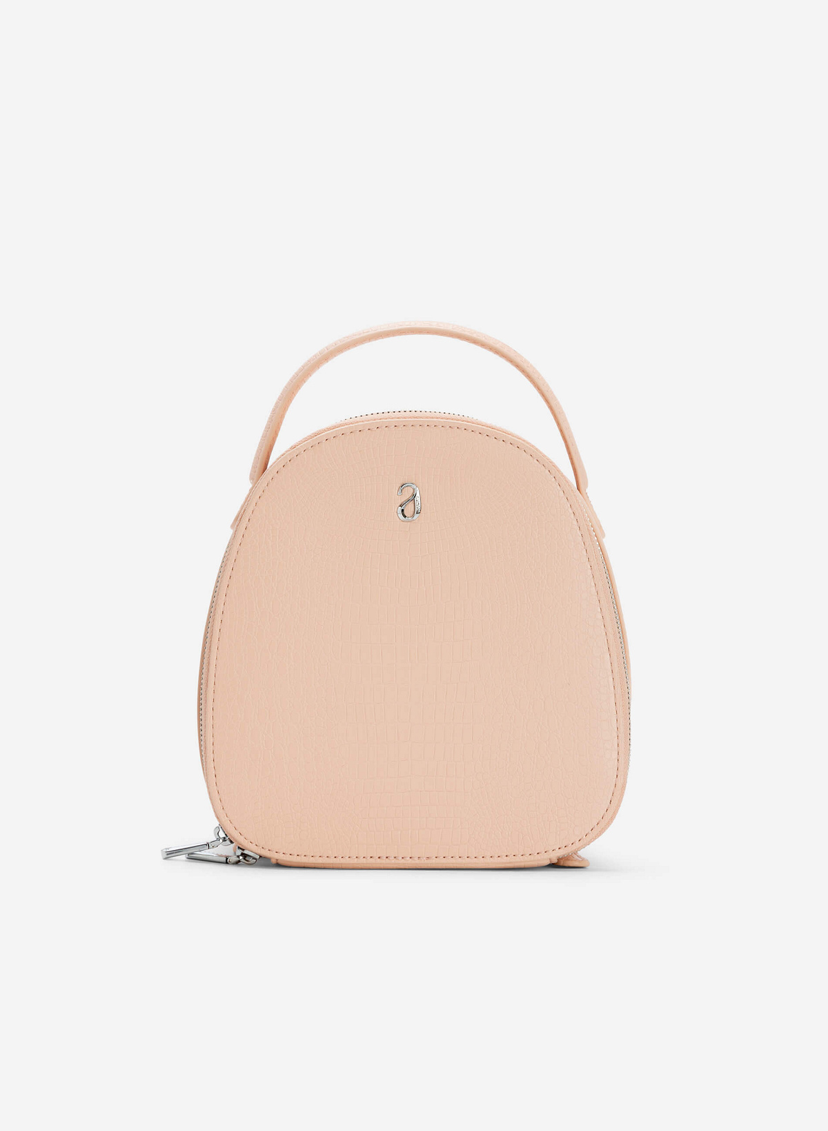 Croc-effect Mini Backpack - BAK 0181 - Light Pink - vascara.com