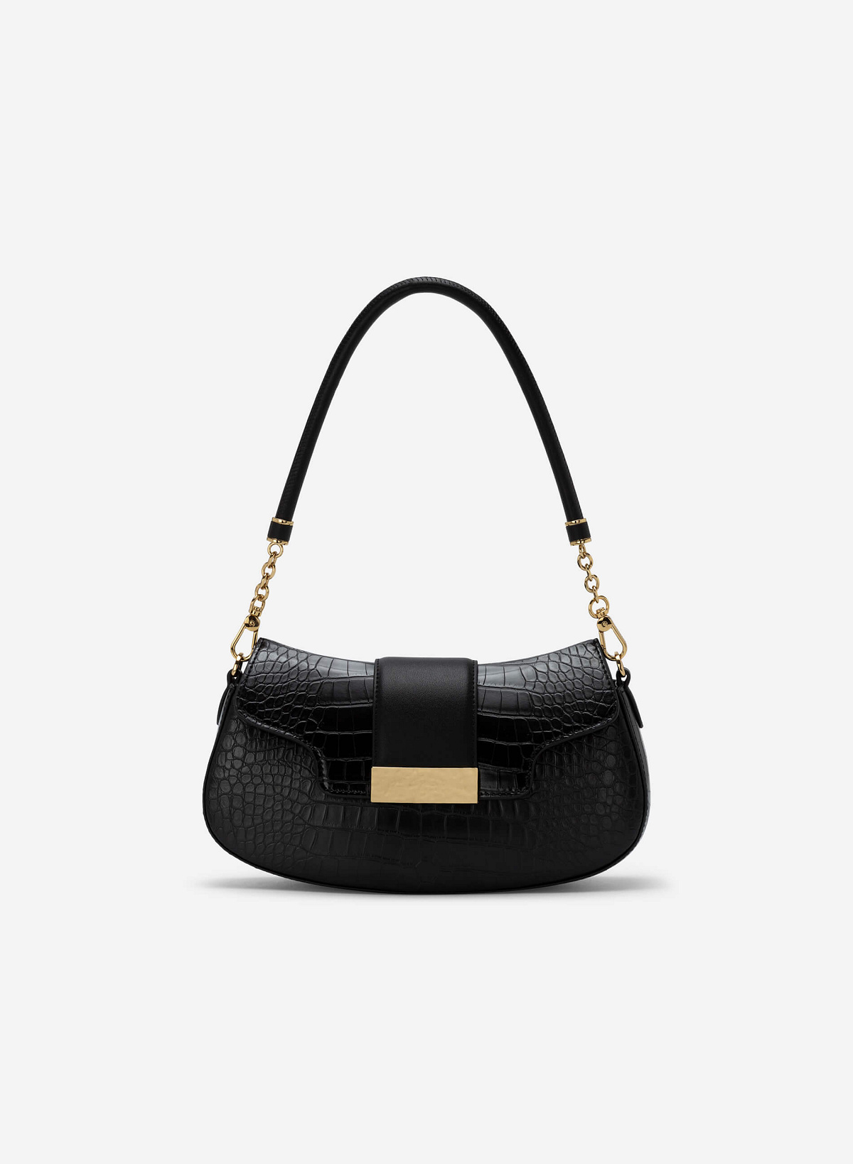 Croc-effect Shoulder Bag - SAC 0316 - Black - vascara.com