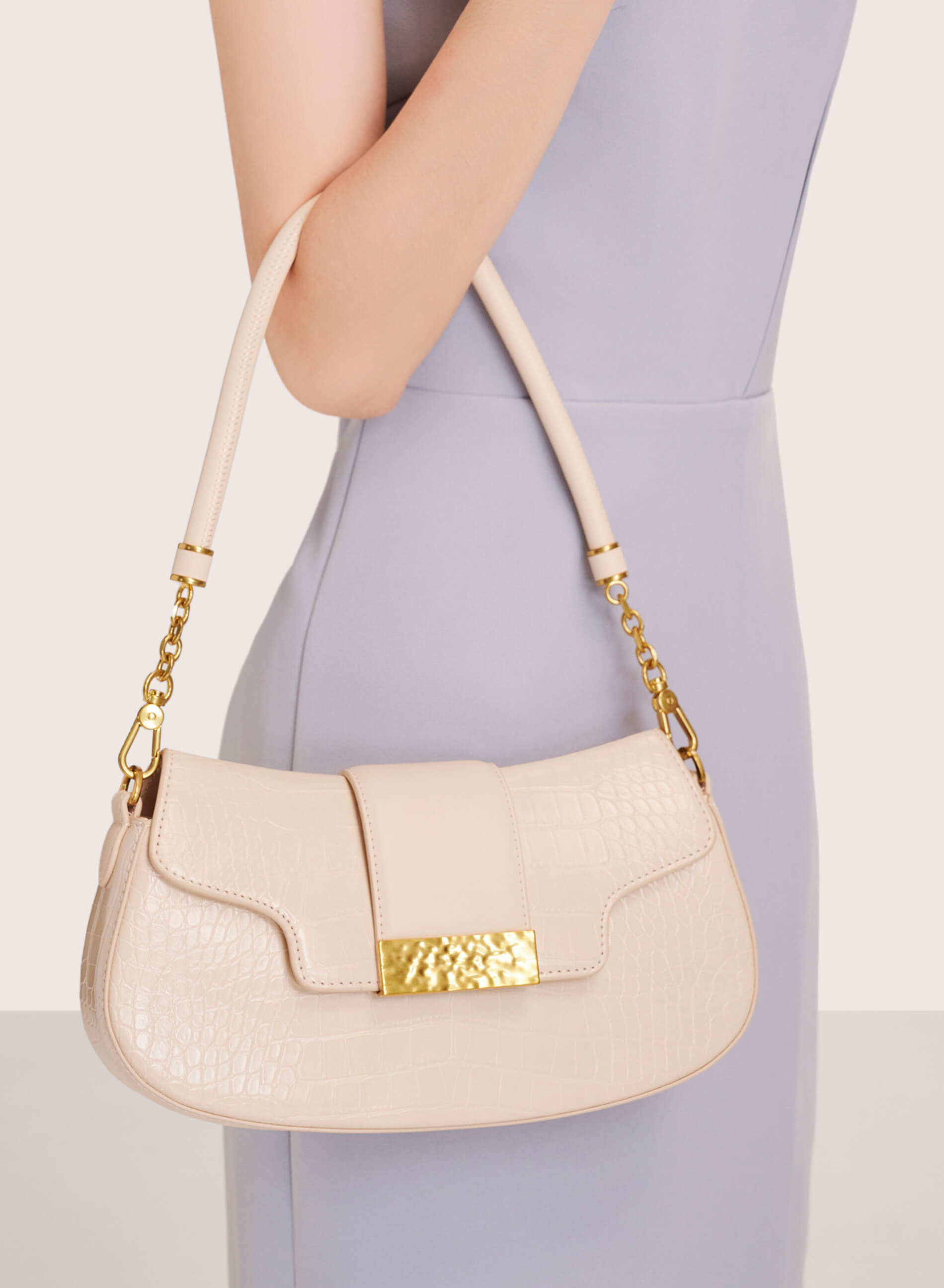 Cream croc shoulder bag sale