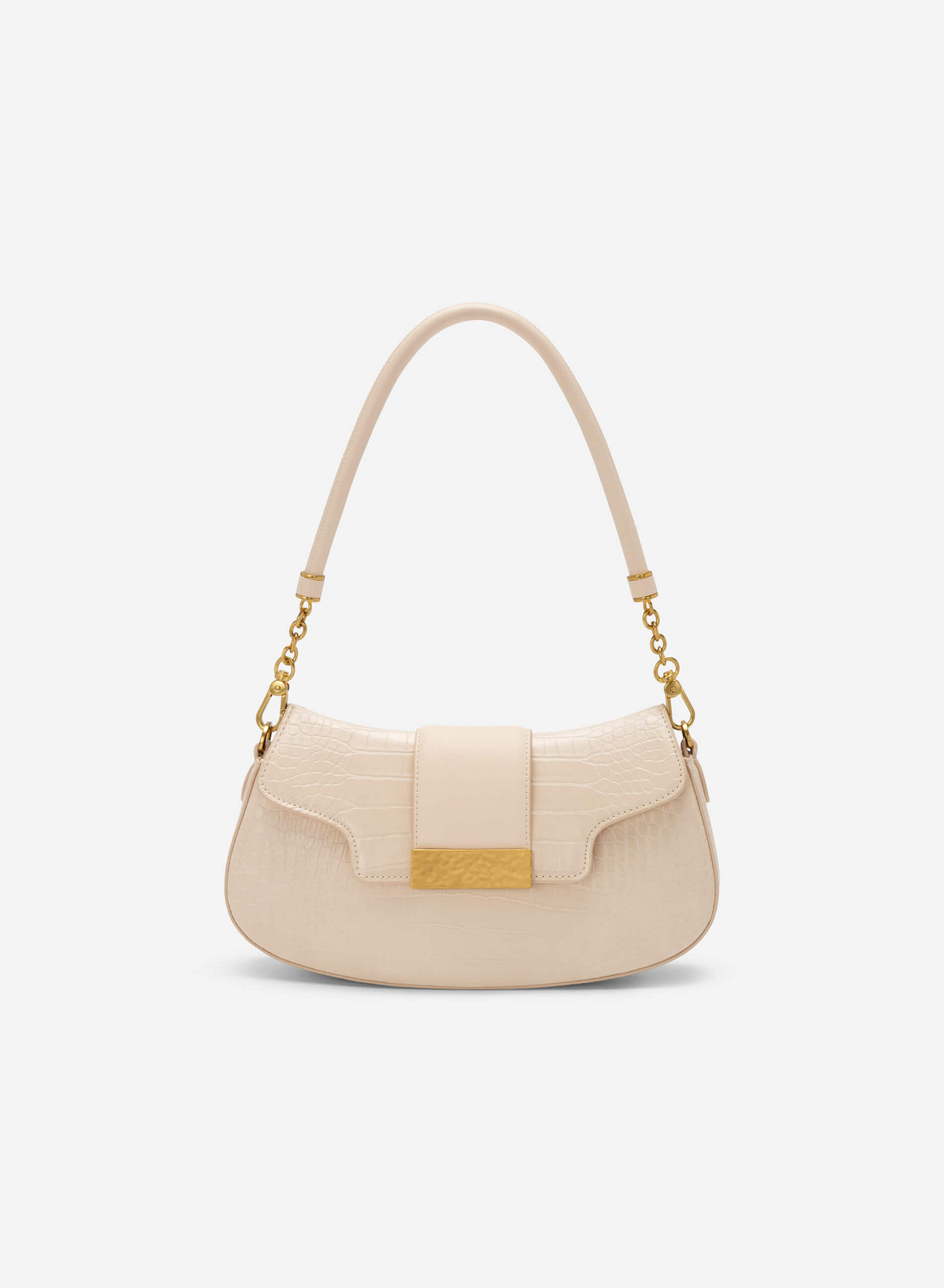 Croc-effect Shoulder Bag - SAC 0316 - Cream - vascara.com