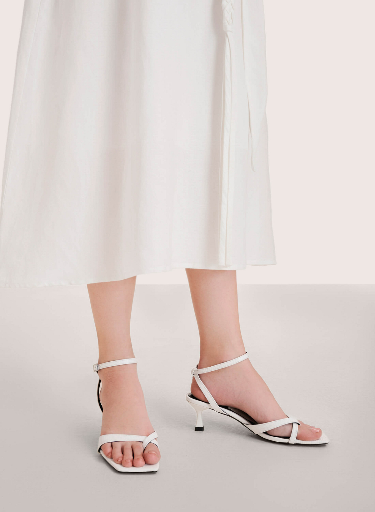 Lizara-effect Pointed Heel Sandals - PUM 0739 - White - vascara.com