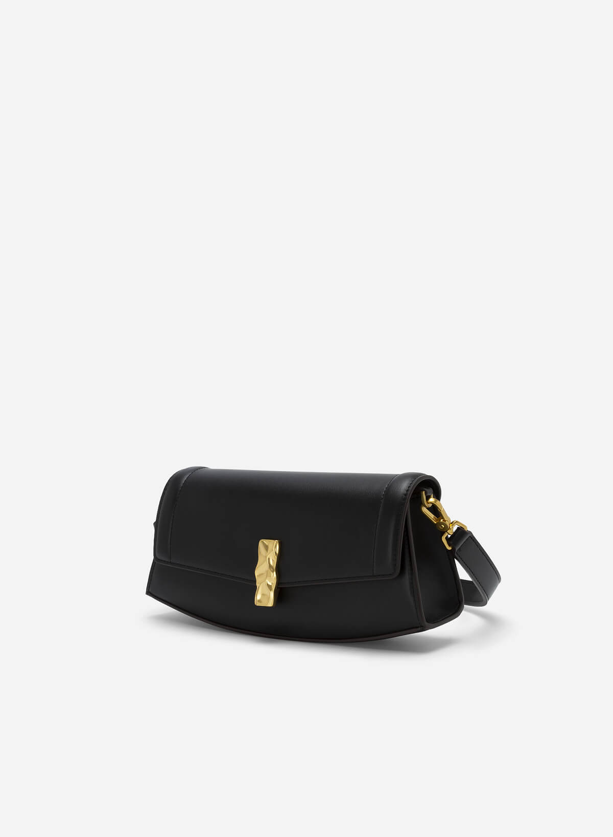 Lock Décor Trapezoid Handbag - MES 0215 - Black - vascara.com