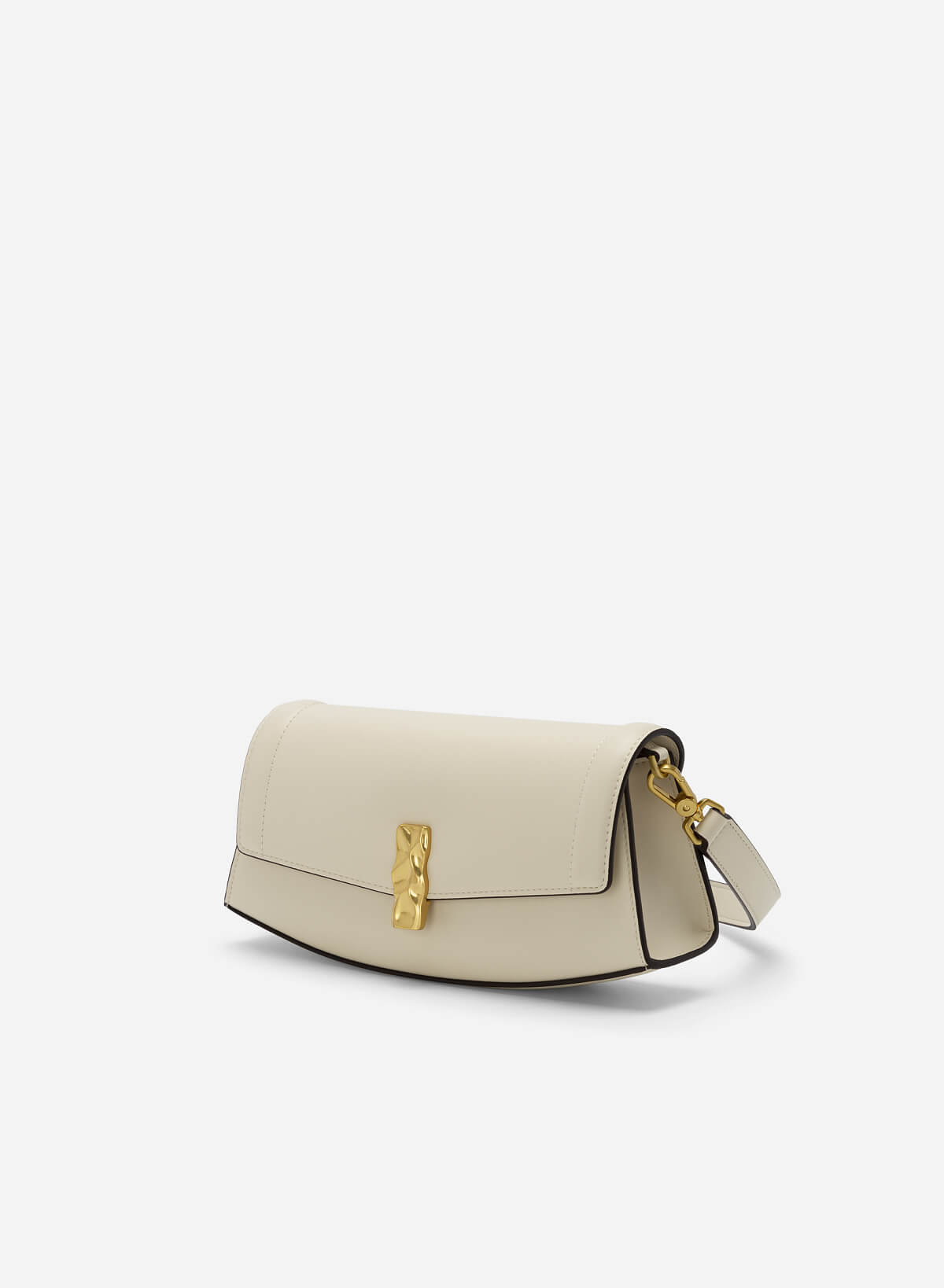 Lock Décor Trapezoid Handbag - MES 0215 - Cream - vascara.com