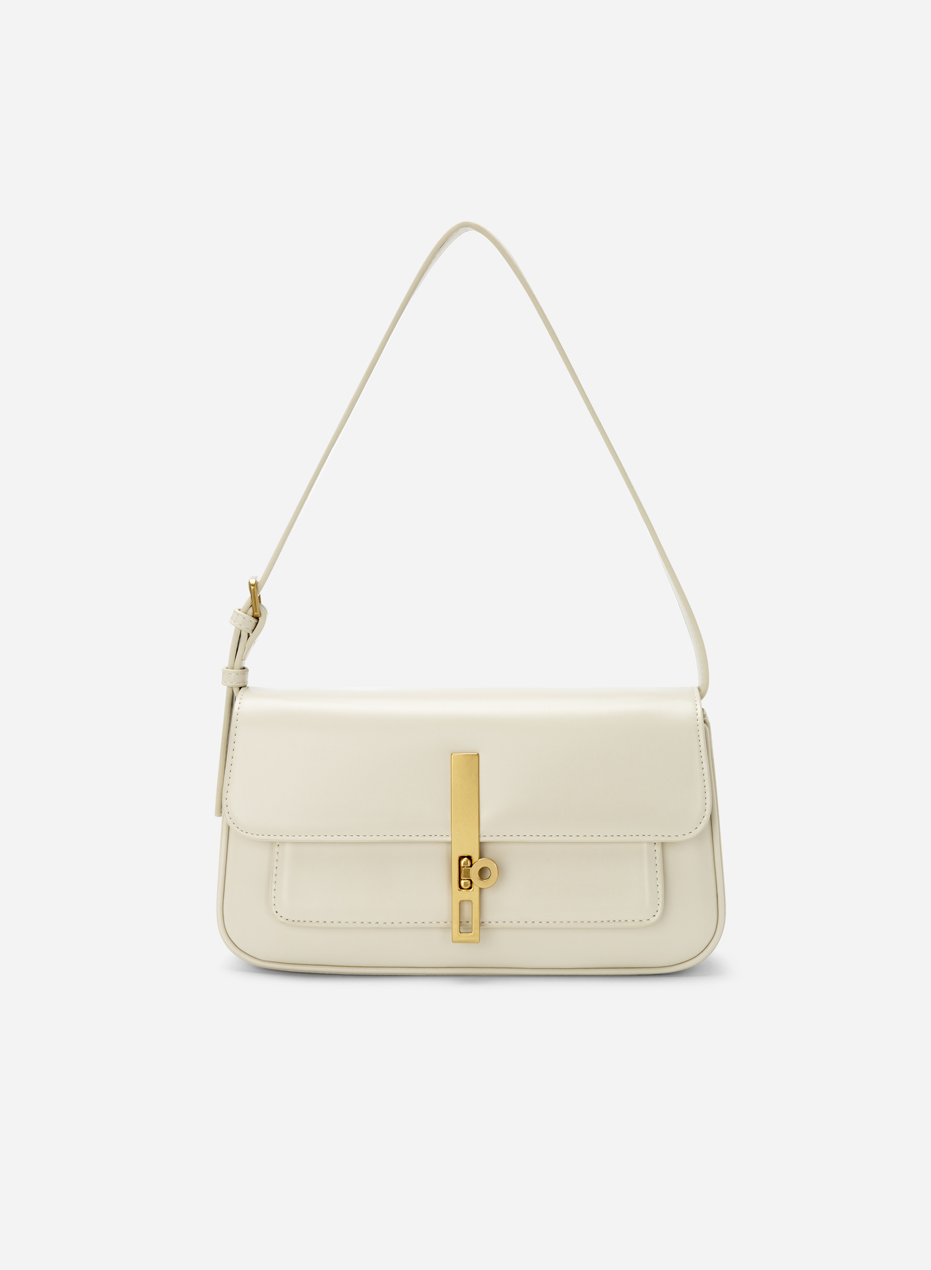 Metal Turn Lock Handbag - SAC 0313 - Cream | VASCARA