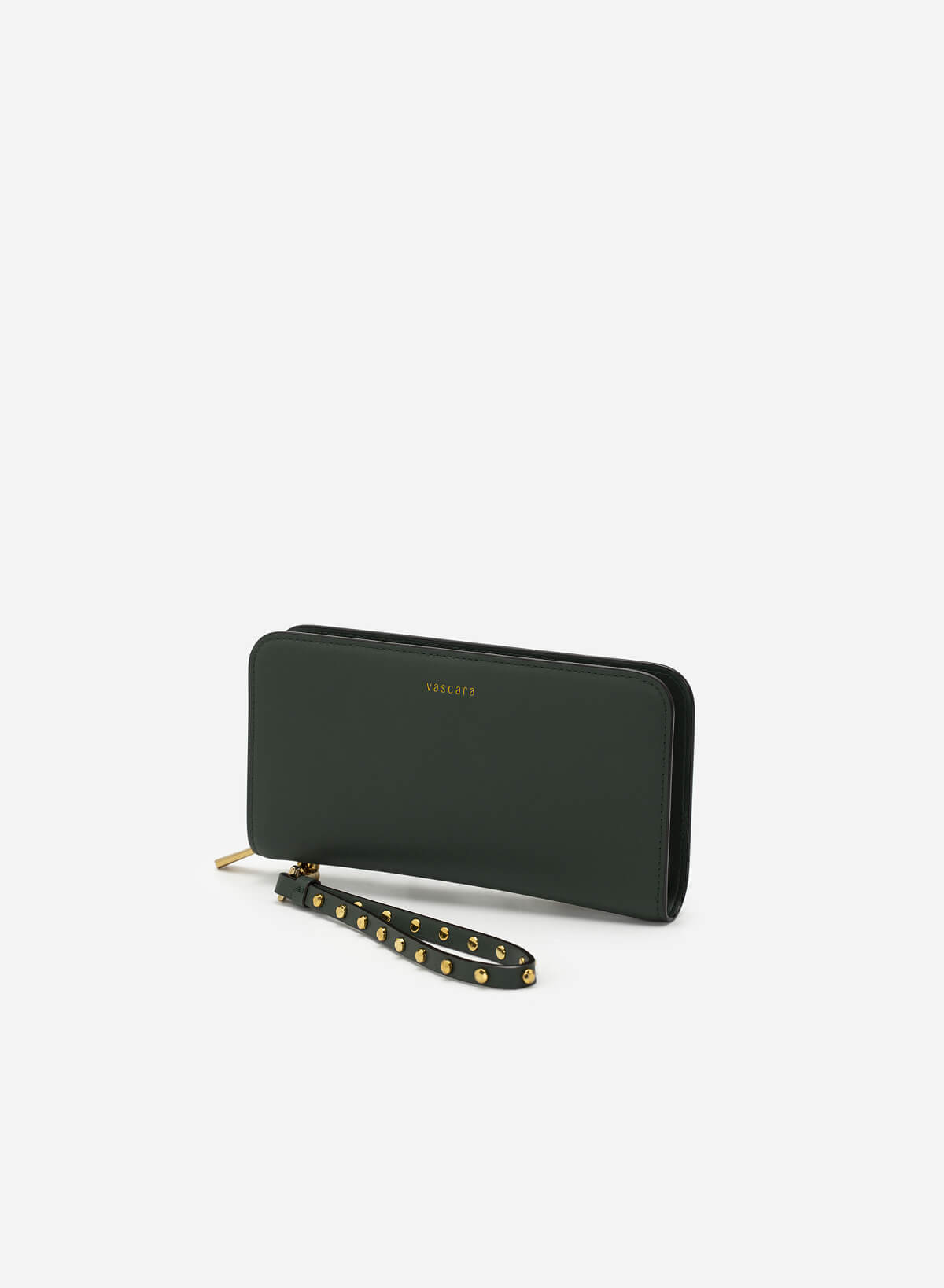 Rivet Décor Chain Handle Zip-Around Clutch - WLL 0258 - Green - vascara.com