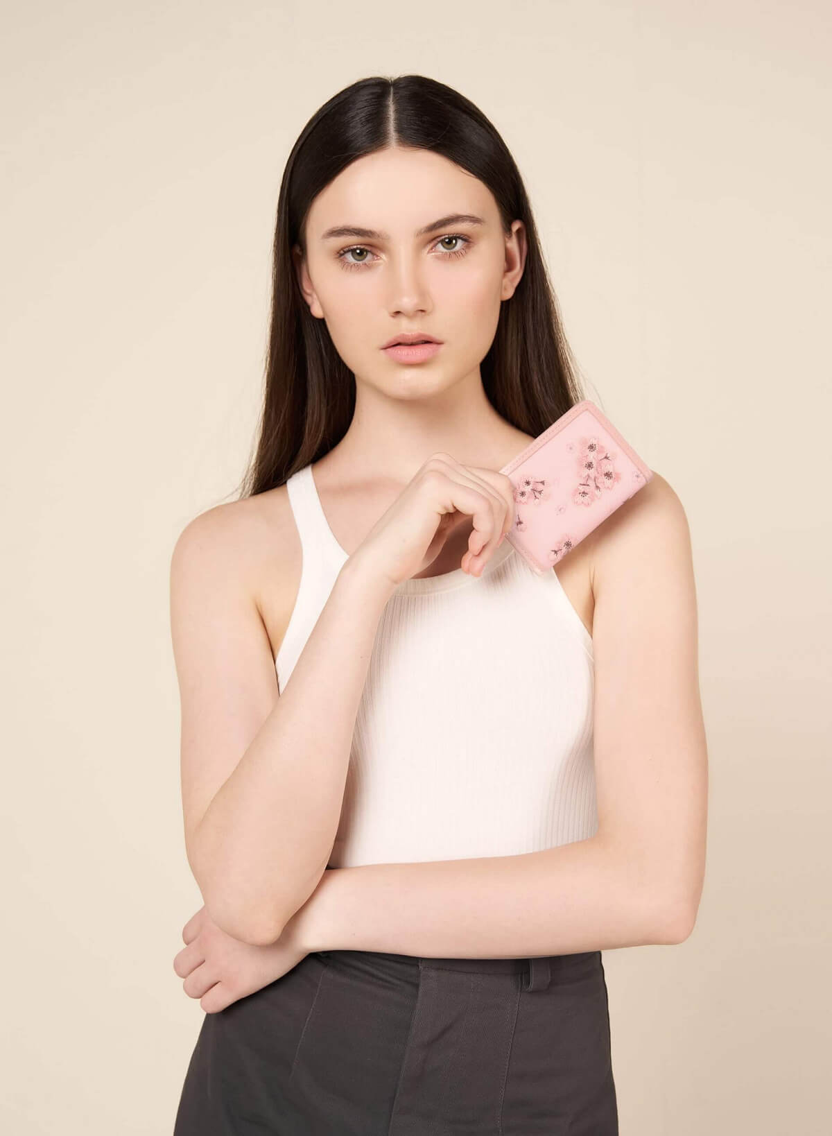 Sakura Embroidered Flap Wallet - WLL 0257 - Light Pink - vascara.com