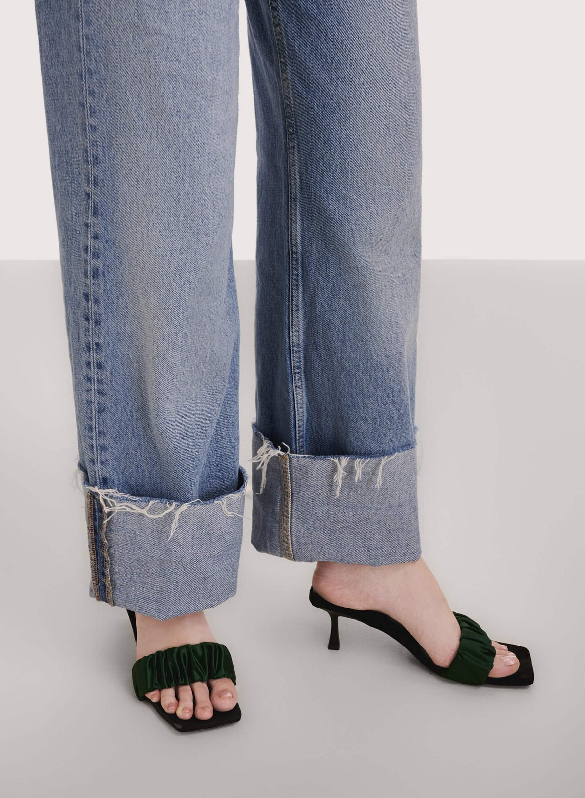 Satin Ruched Strap Mules - MUL 0187 - Green - vascara.com