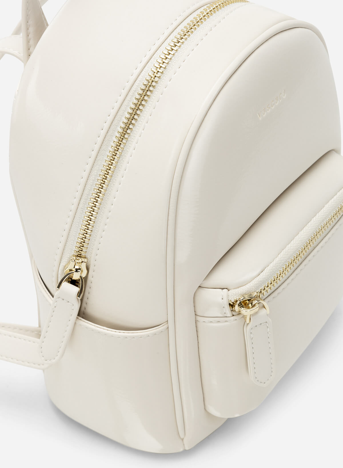 Silver Glitter-effect Mini Backpack - BAK 0173 - Cream - vascara.com