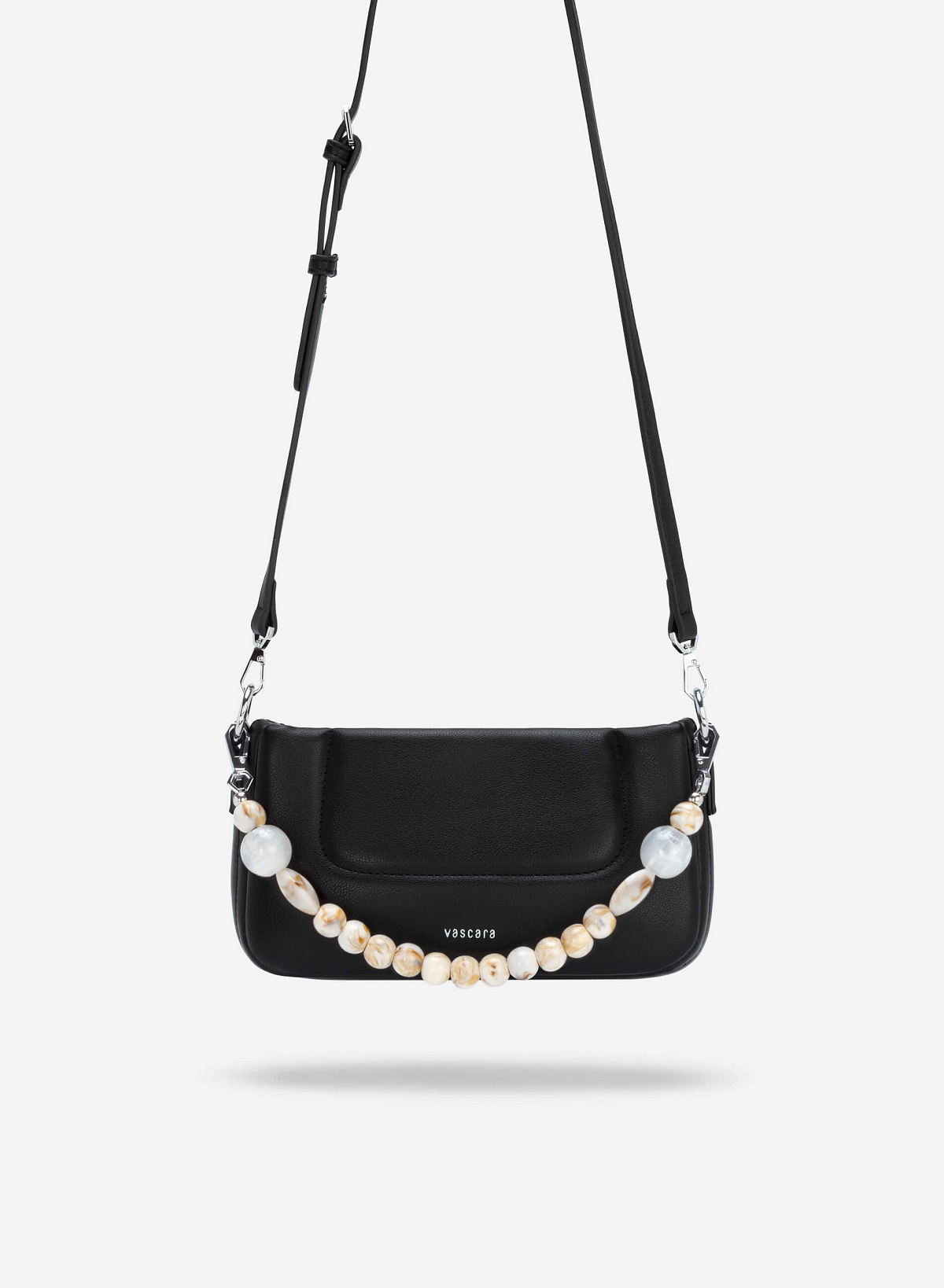 Stone Beaded Handle Handbag - TTE 0109 - Black - vascara.com