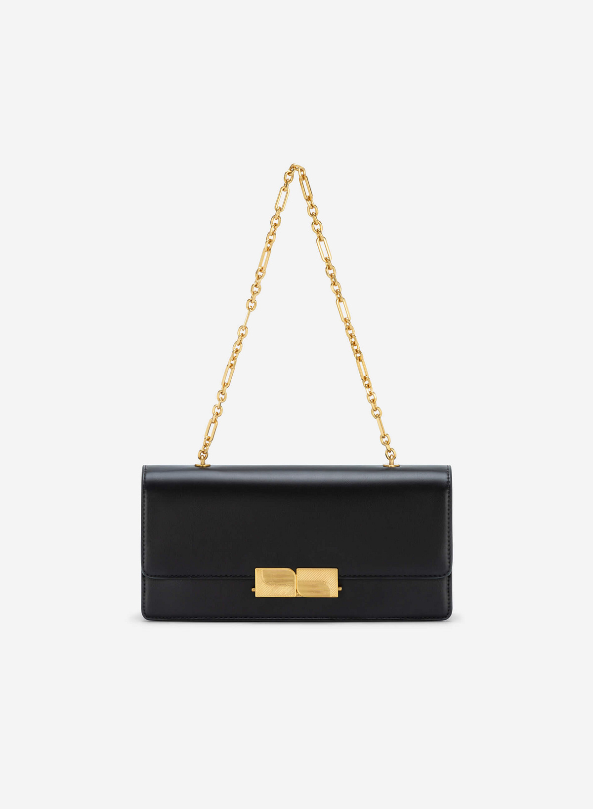 Stripe Décor Metal Lock Handbag - SAC 0315 - Black - vascara.com