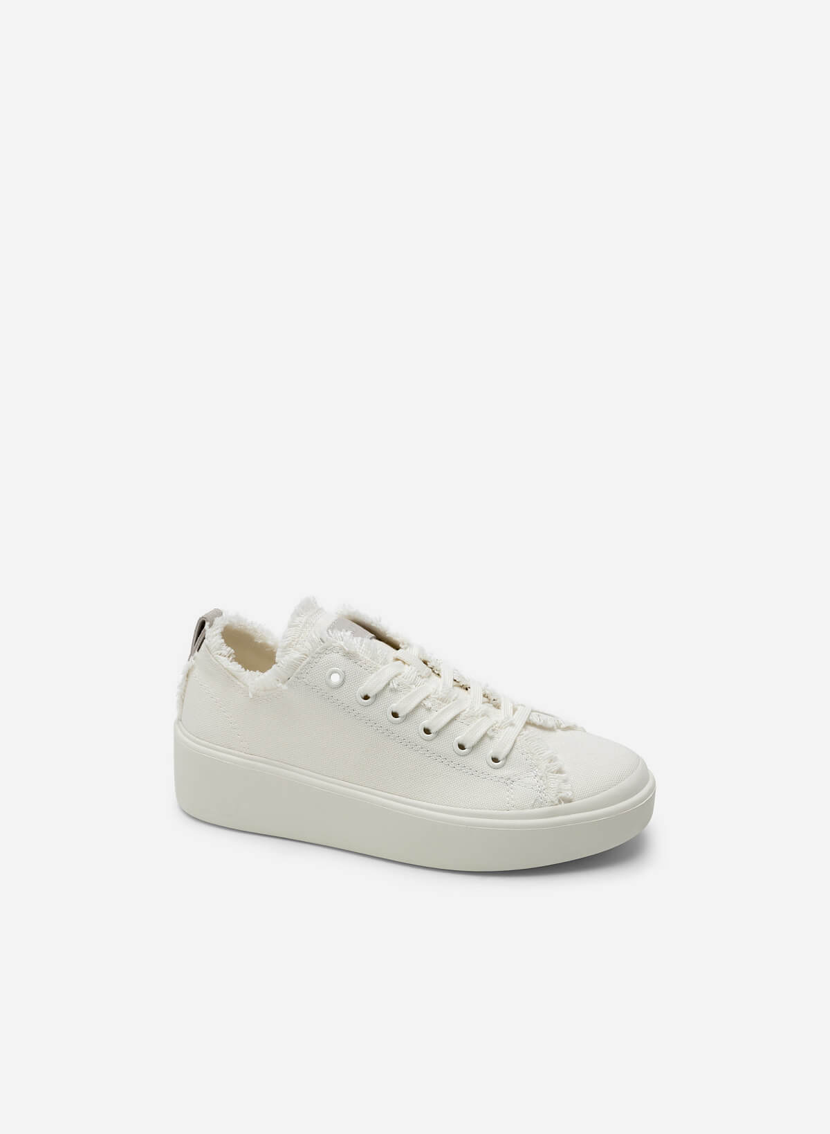 Tassel Edge Fabric Sneakers - SNE 0060 - White - vascara.com