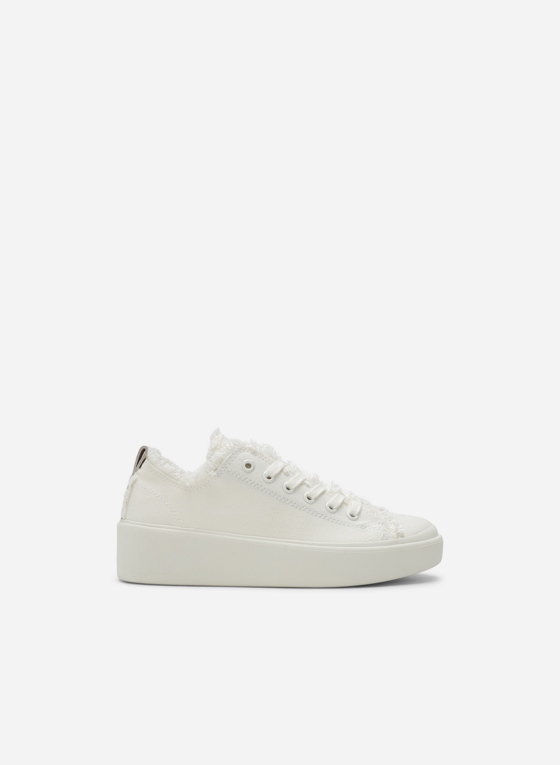 Tassel Edge Fabric Sneakers - SNE 0060 - White | VASCARA