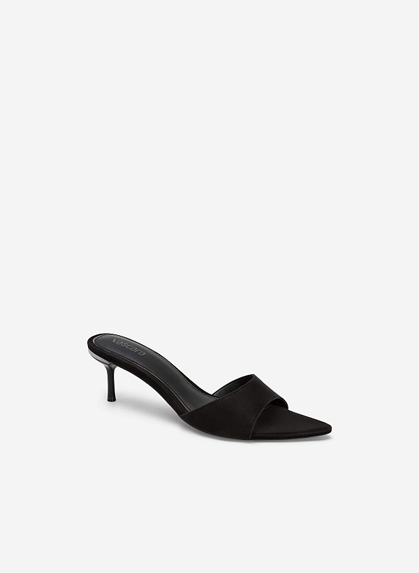 Velvet Heel Mules - MUL 0180 - Black | VASCARA