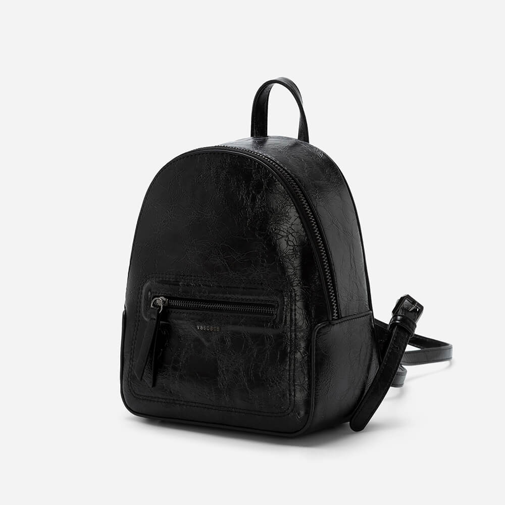 Black leather mini backpack sale