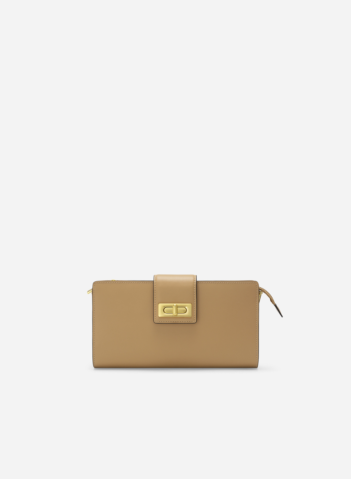 Buckle Leather Clutch - CLT 0112 - Beige - vascara.com