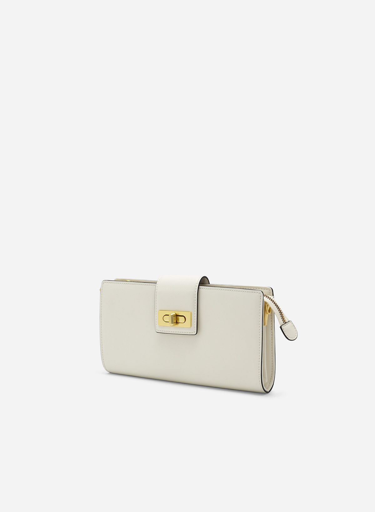 Buckle Leather Clutch - CLT 0112 - Cream - vascara.com