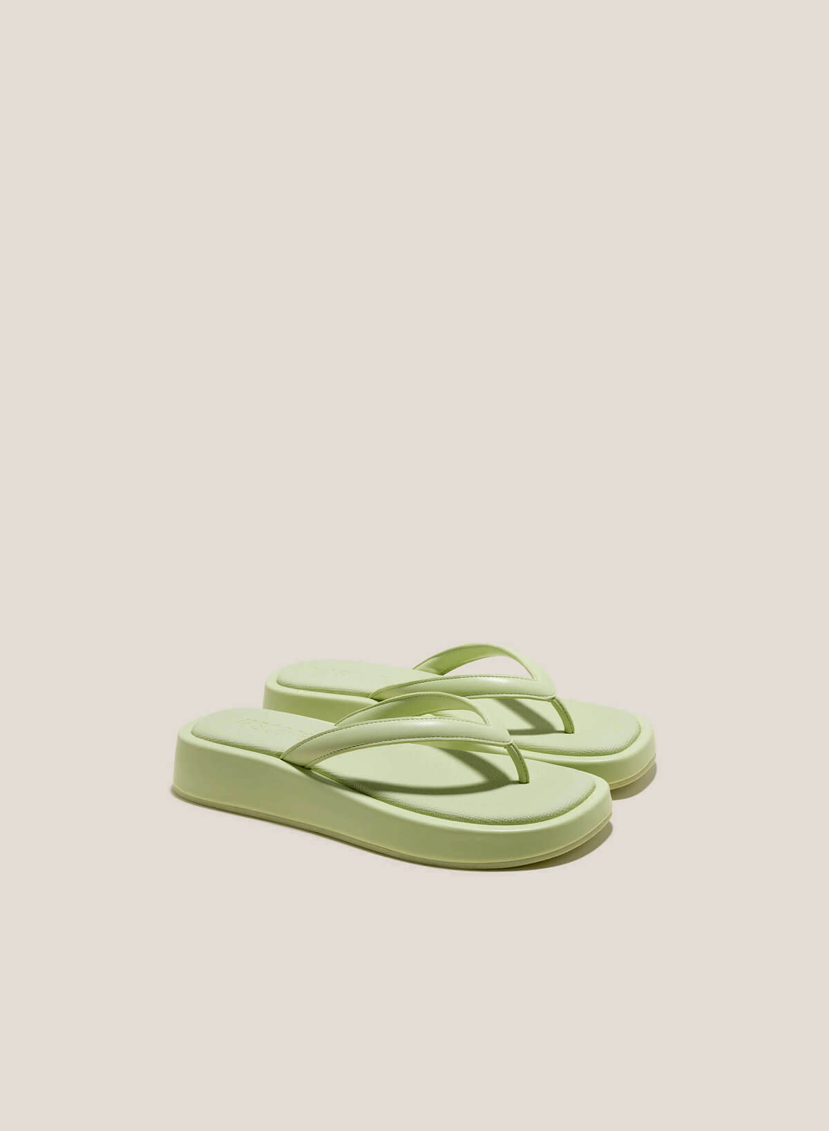 Canvas-Effect Platform Flip Flops - FLI 0192 - Mint - vascara.com