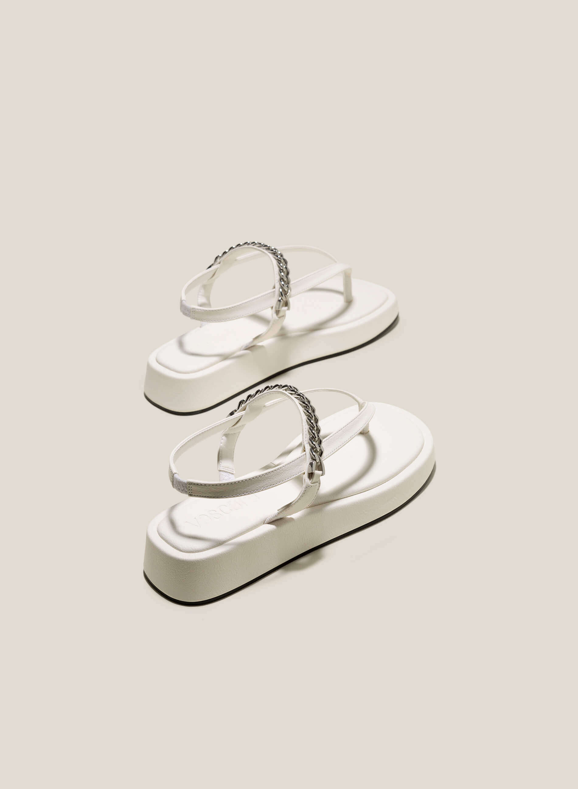Chain Décor Platform Sandals - SDL 0336 - White | VASCARA