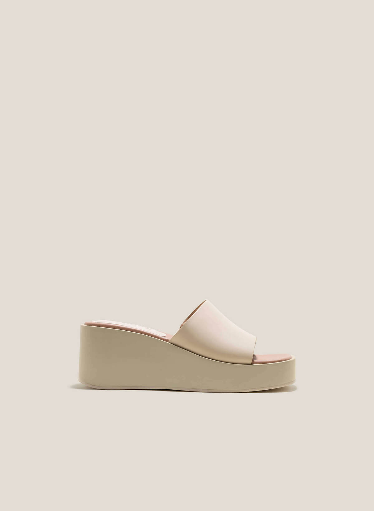 Cross-Strap Platform Mules - WED 0055 - Cream - vascara.com