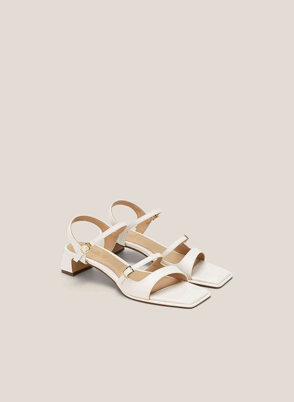 Strap Décor Block Heel Sandals - PUM 0755 - Cream | VASCARA