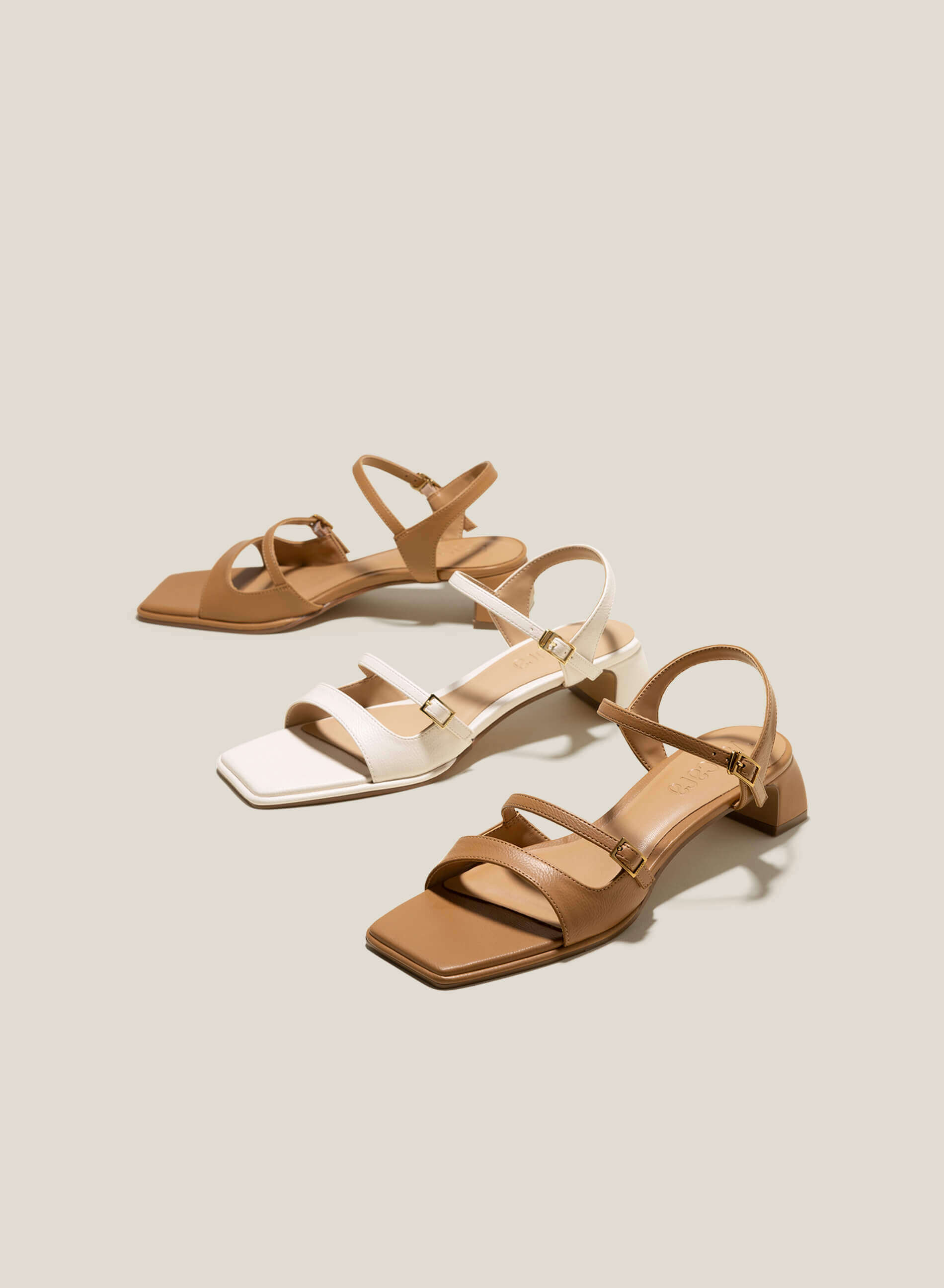 Strap Décor Block Heel Sandals - Pum 0755 - Light Brown 