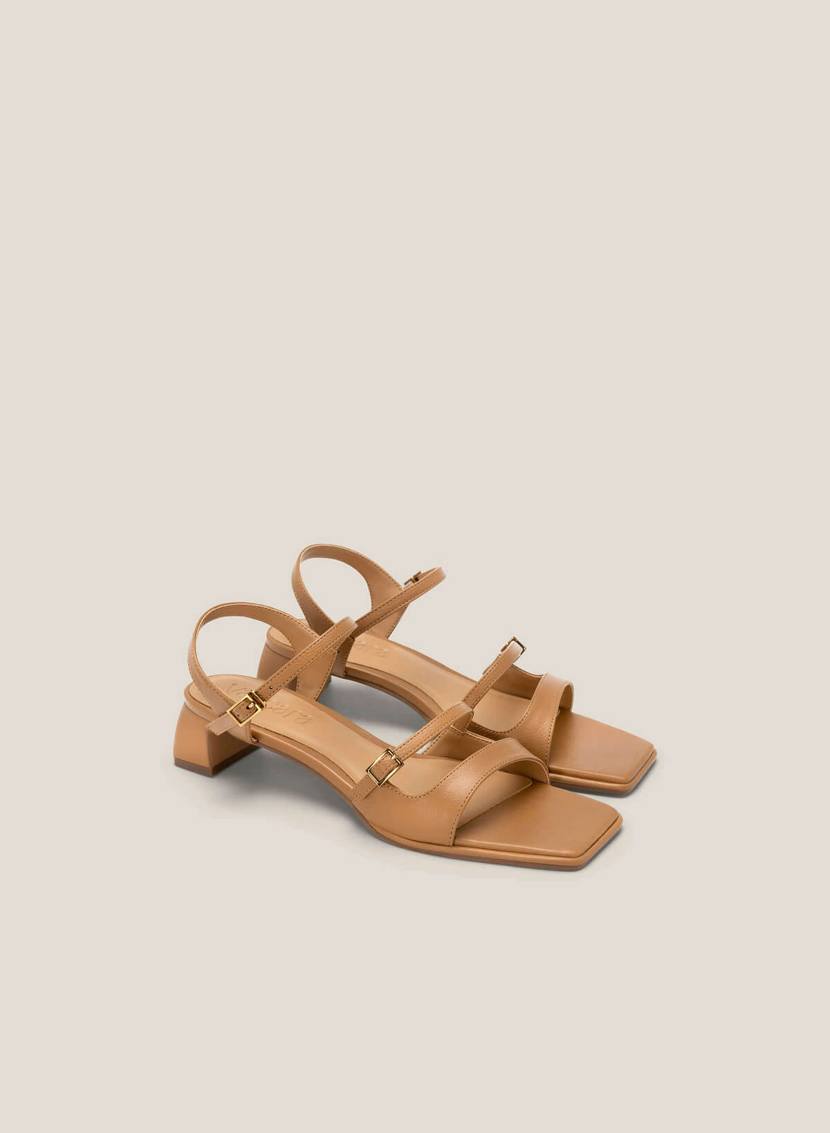 Strap Décor Block Heel Sandals - PUM 0755 - Light Brown - vascara.com