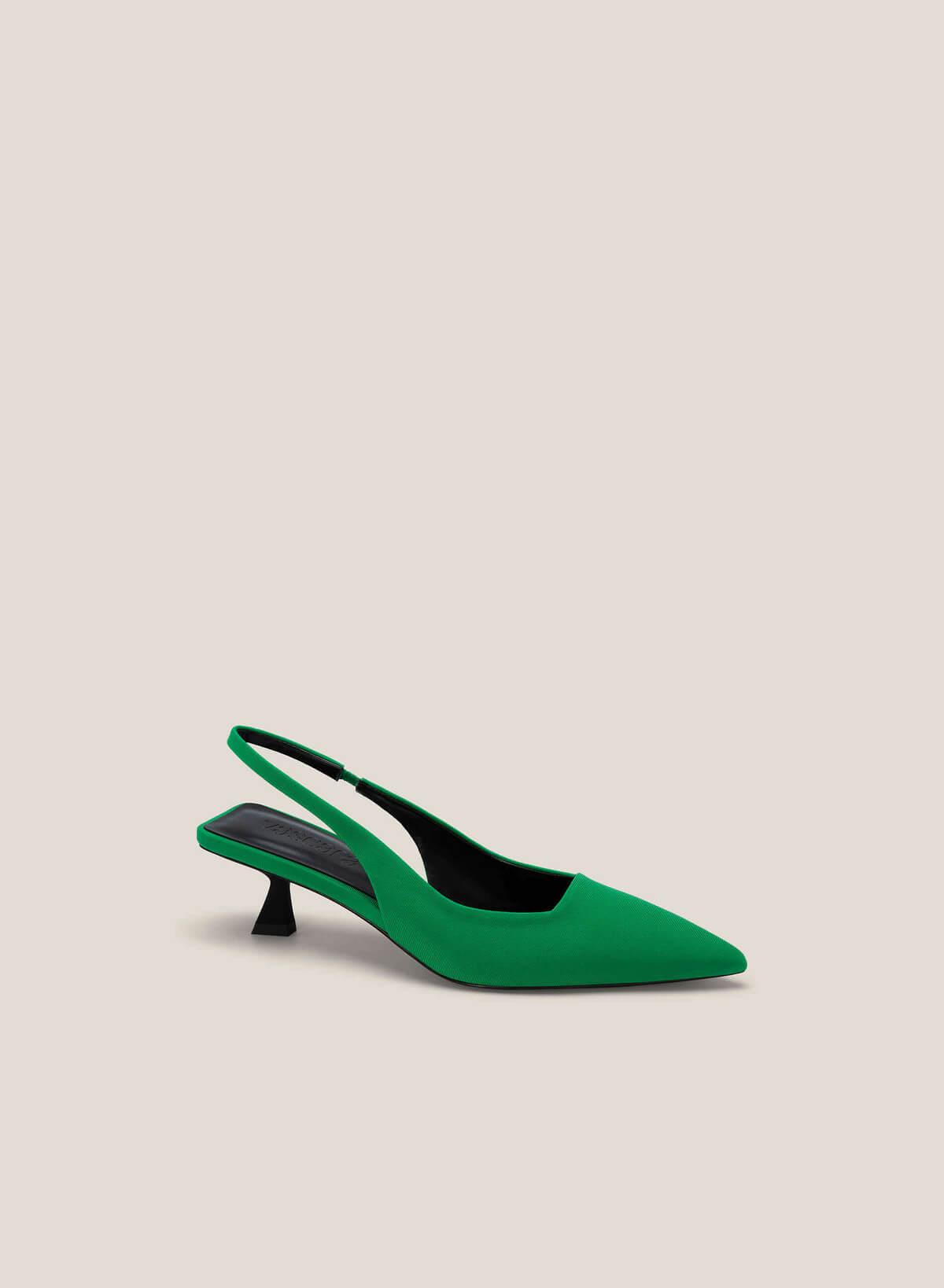 Striped Fabric Spool Heel Slingbacks - HIG 0606 - Green - vascara.com