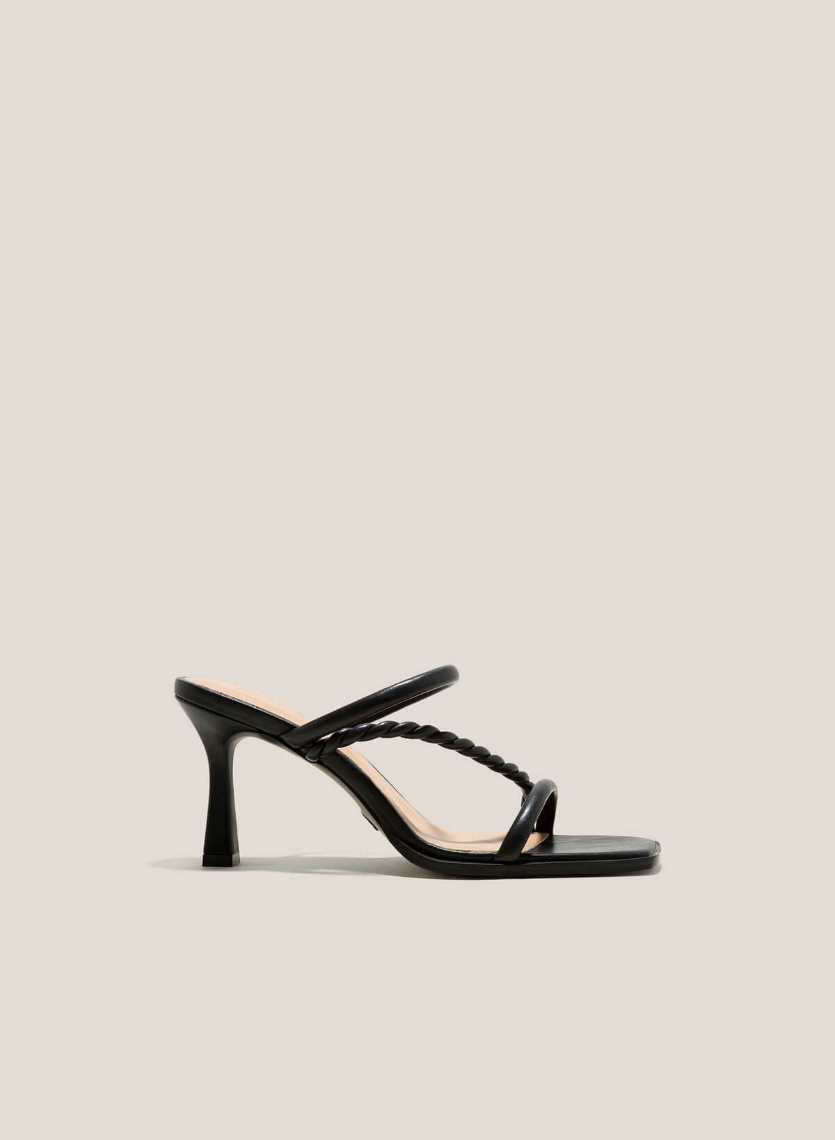 Twisted Straps Square-Toe Mules - MUL 0196 - Black - vascara.com