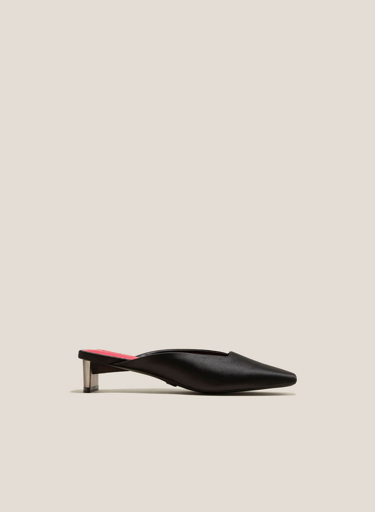 Aluminum Effect Satin Mules - MUL 0195 - Black - vascara.com