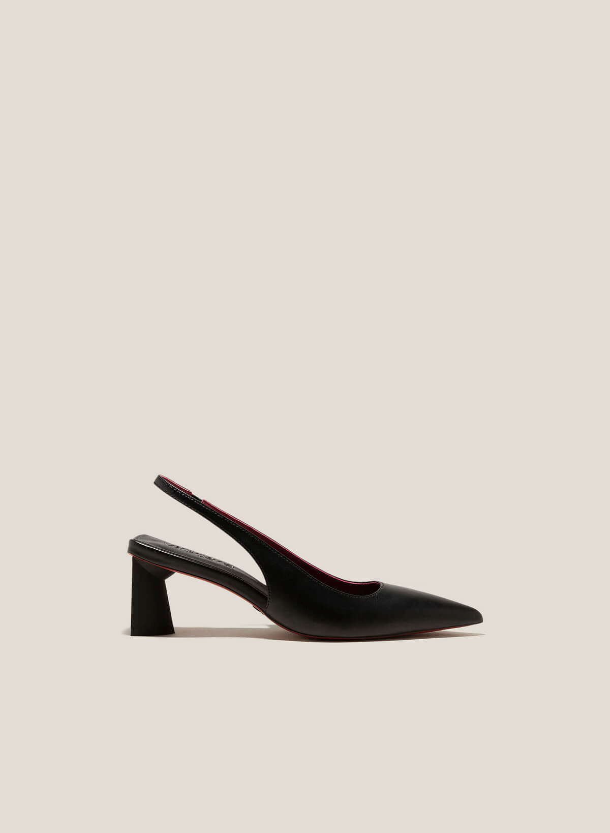 Pointed-Toe Block Heel Slingbacks - HIG 0587 - Black - vascara.com