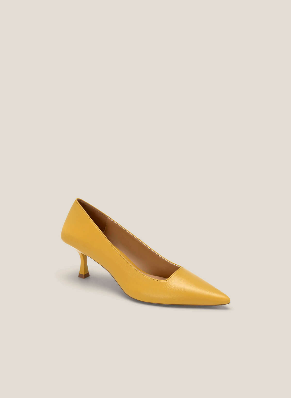 Pointed-Toe Spool Heel Pumps - HIG 0576 - Yellow - vascara.com