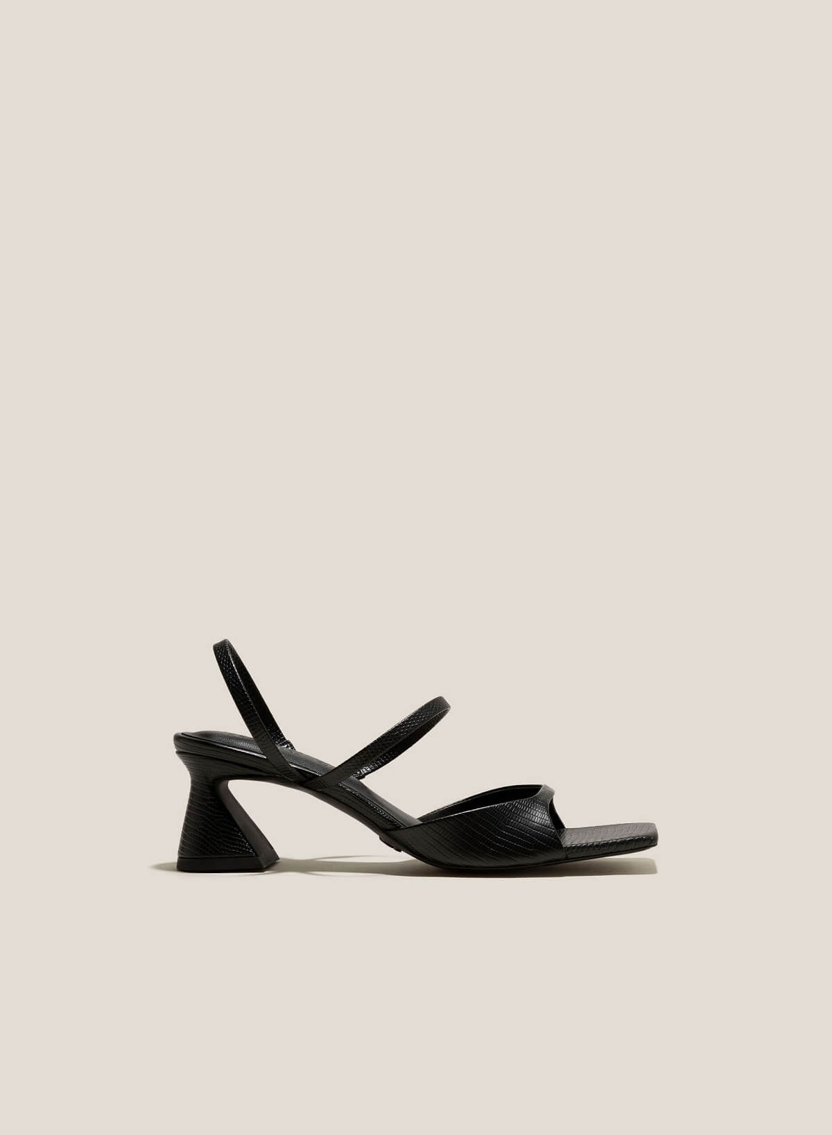 Thin Strap Square-Toe Spool Heel Sandals - PUM 0756 - Black - vascara.com