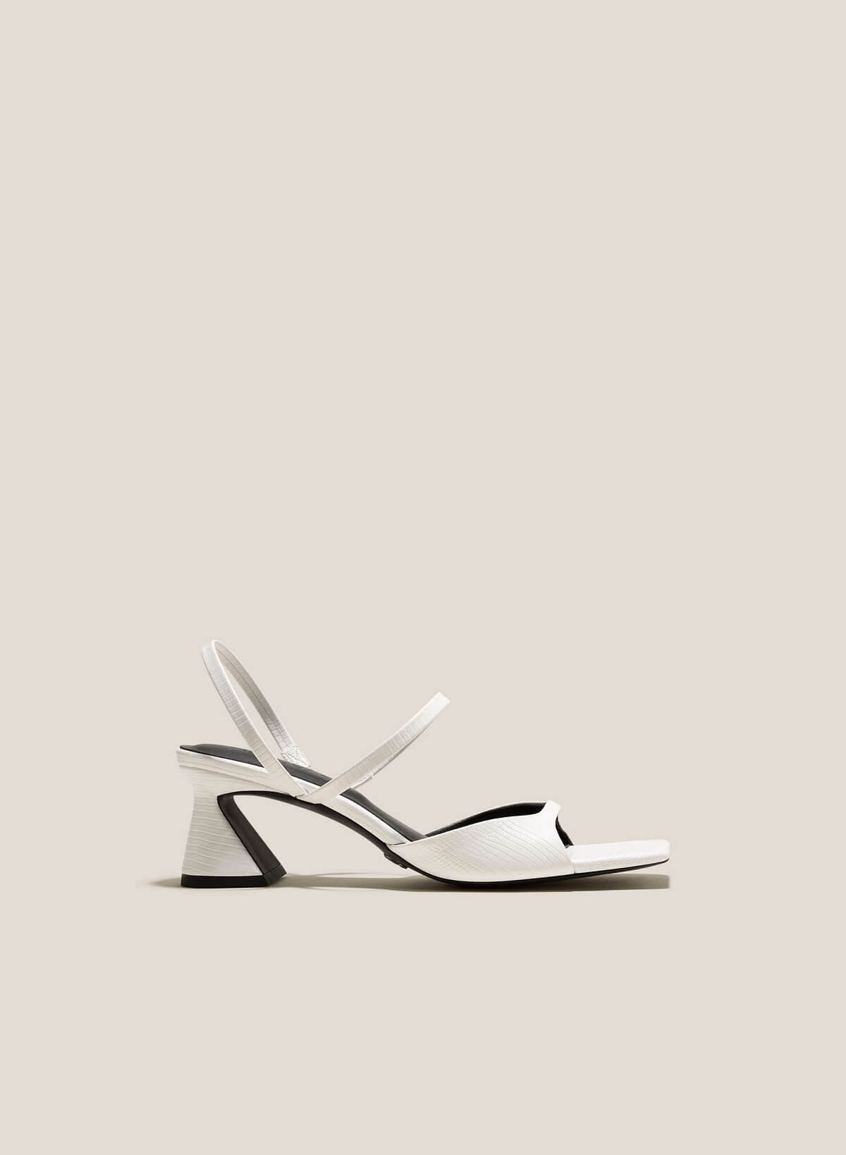 Thin Strap Square-Toe Spool Heel Sandals - PUM 0756 - White - vascara.com