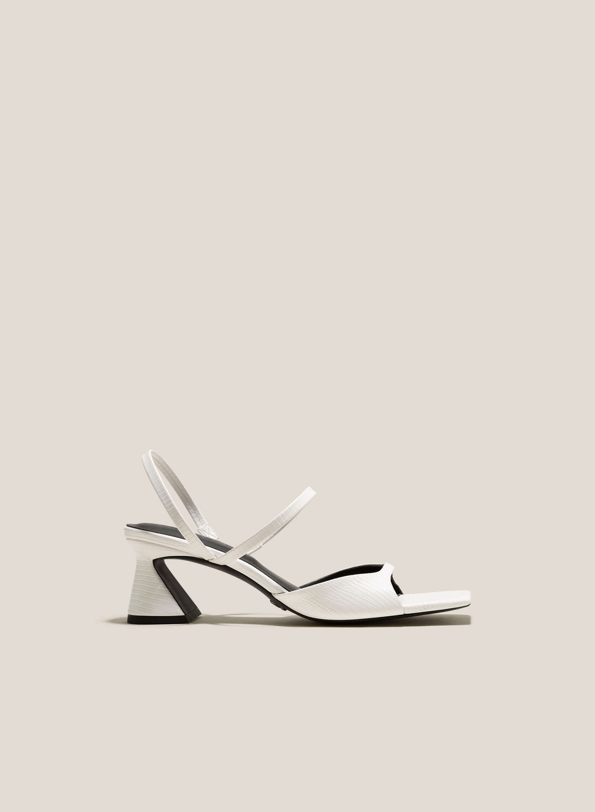 Thin Strap Square-Toe Spool Heel Sandals - PUM 0756 - White Vascara