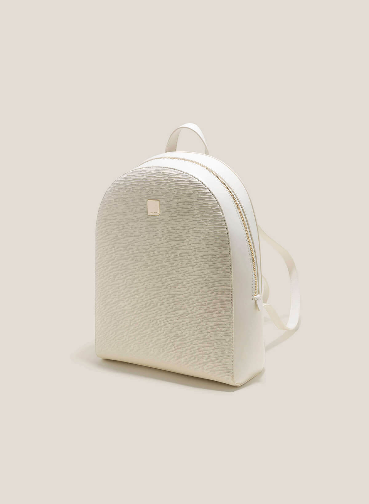 Wood-Pattern Classic Backpack - BAK 0184 - Cream - vascara.com