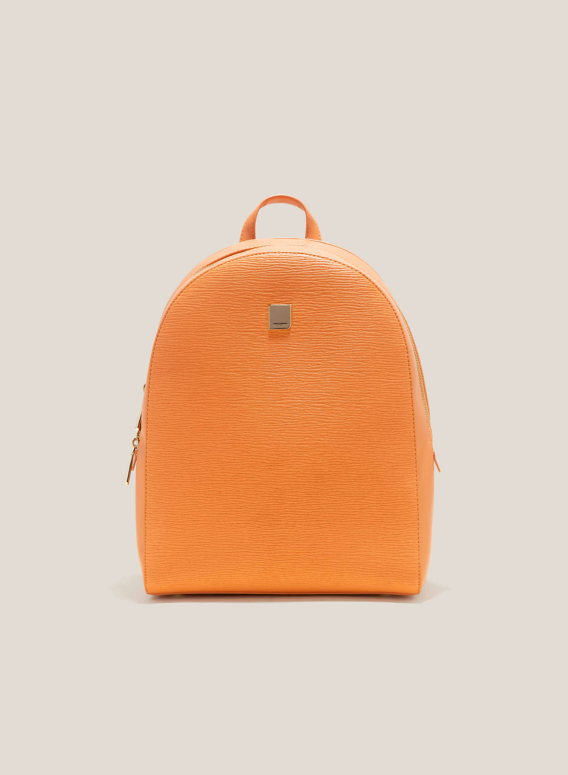 Orange best sale leather backpack