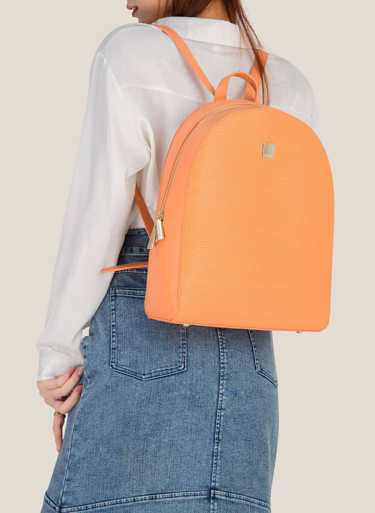 Wood-Pattern Classic Backpack - BAK 0184 - Orange - vascara.com