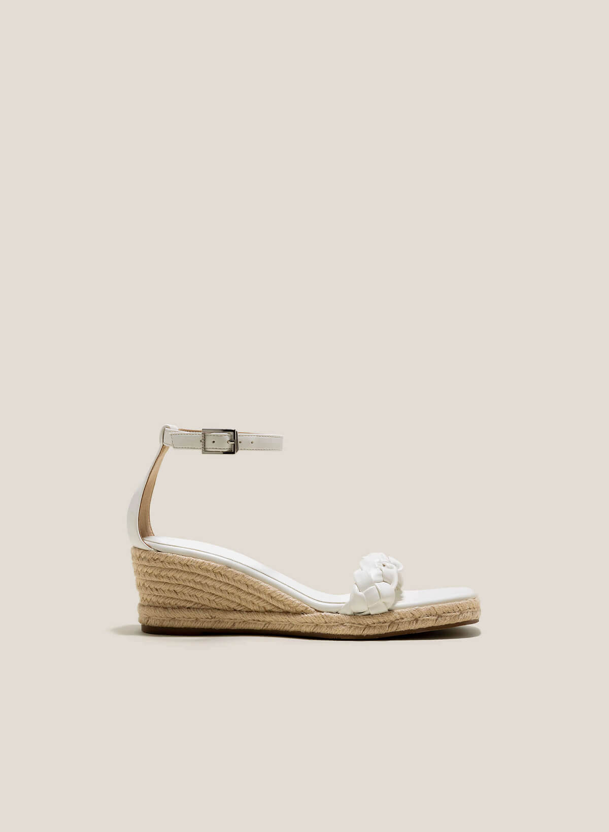 Woven Strap Sedge Wedge Sandals - PLA 0441 - White - vascara.com