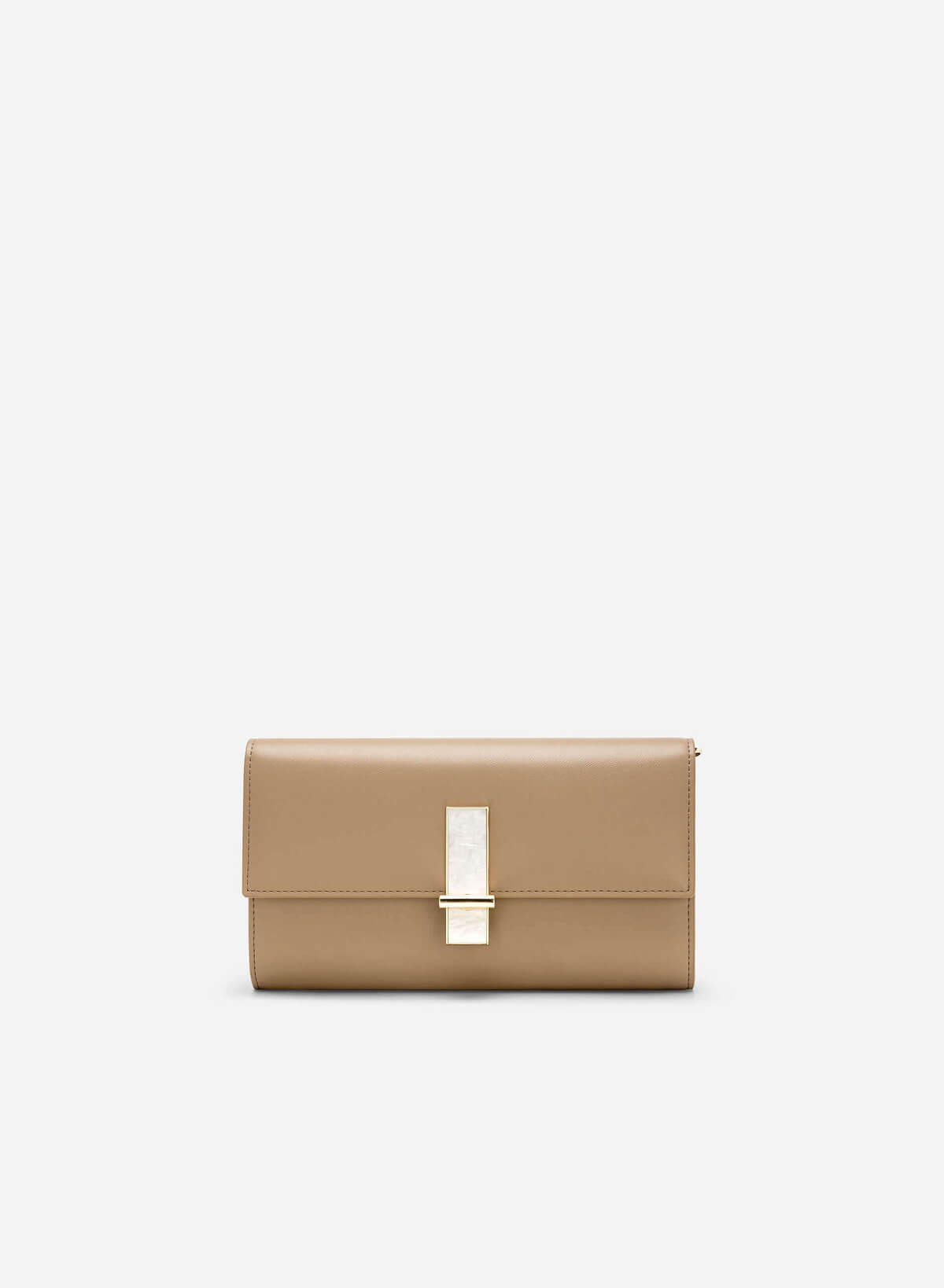 Stone Décor Lock Clutch - CLT 0115 - Beige - vascara.com